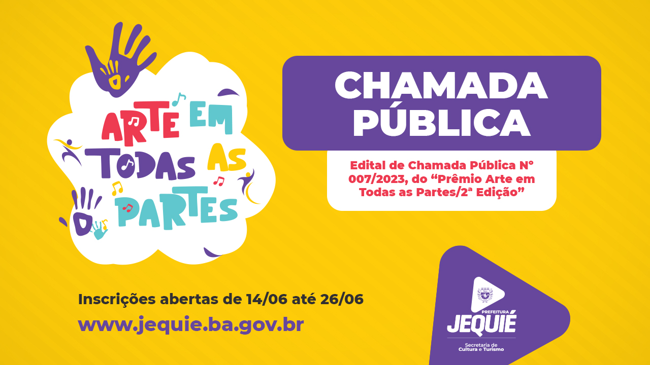 Prefeitura de Jequié abre chamada pública para “Prêmio Arte em Todas as Partes”